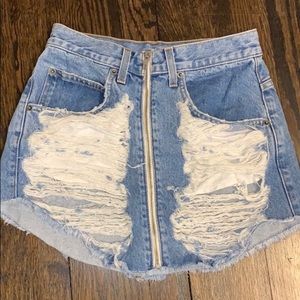 LF The Brand Denim Distressed Jean Skirt